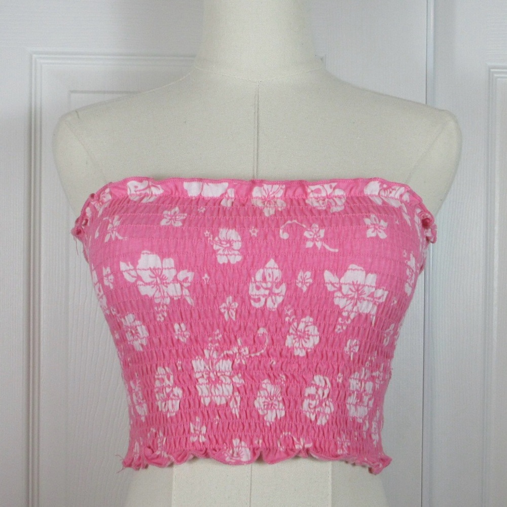 Tilly's Pink Floral Smocked Crop Top